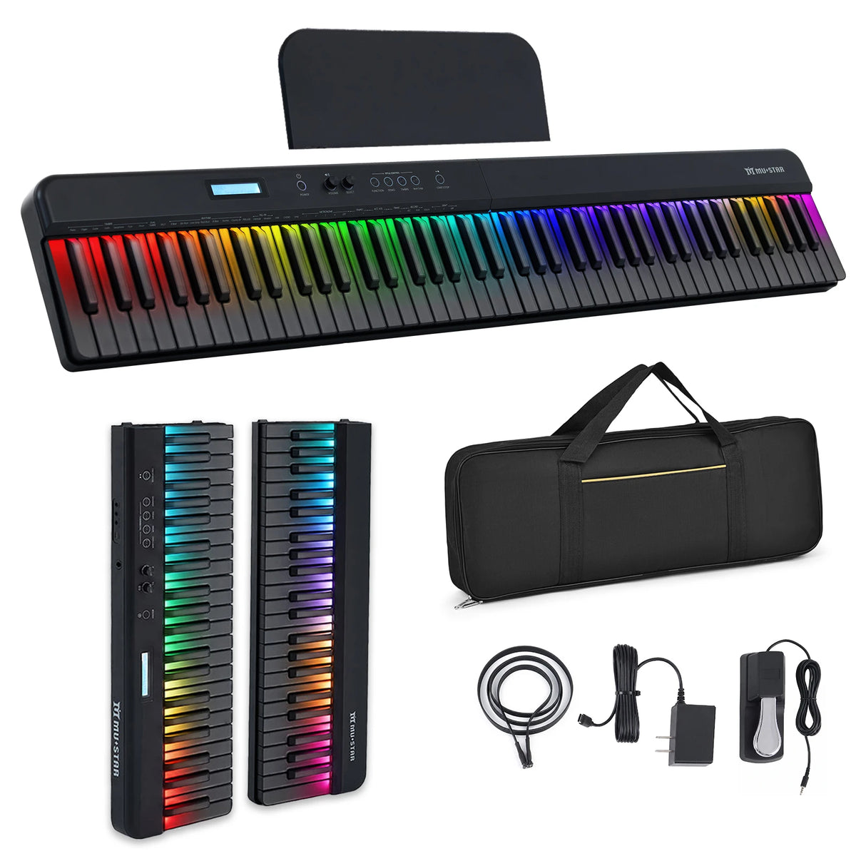 MUSTAR MEP-300, 88-Tasten-Digitalpiano mit halbgewichteten Tasten, tragbares elektronisches Keyboard, Anfänger-E-Piano