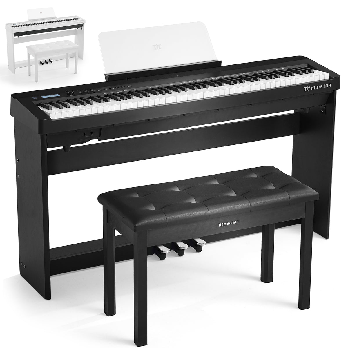 MUSTAR MDP‑2300, Digitales Stand‑E‑Piano mit 88 Tasten | Gestufte Hammer‑Mechanik