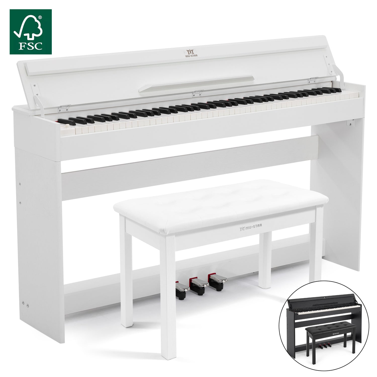 MUSTAR MDP-1000/1100, 88-tasten Stehendes Digitalpiano, Halbgewichtete Tastatur, 3 Pedale, FSC-zertifizierte Holztastatur für Anfänger