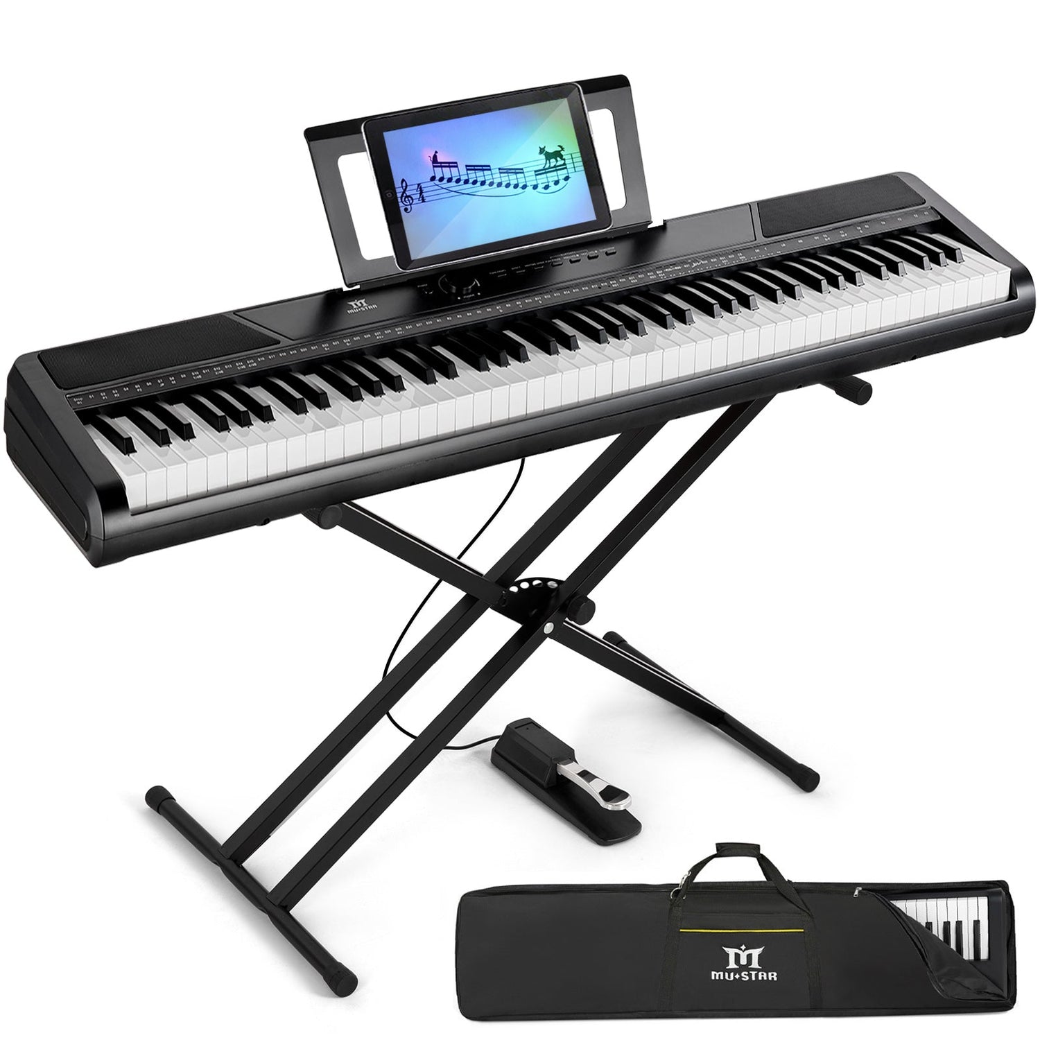e piano mit pedal MUSTAR Digital Practice Piano 88 Key Semi Weighted for Beginners Portable Electric Piano Cheap Digital Piano for 6 Year Old with 2x25W Stereo Speakers, Case, Sustain Pedal – mustarmusic.de