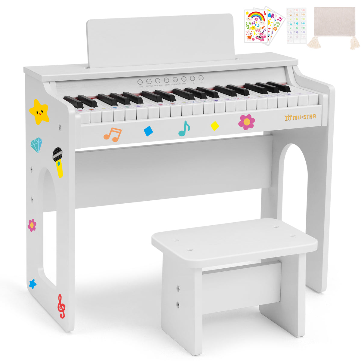 MUSTAR MT-200, Kinder Klavier, 37 Tasten Digital Piano für Kinder, mit Piano Bank