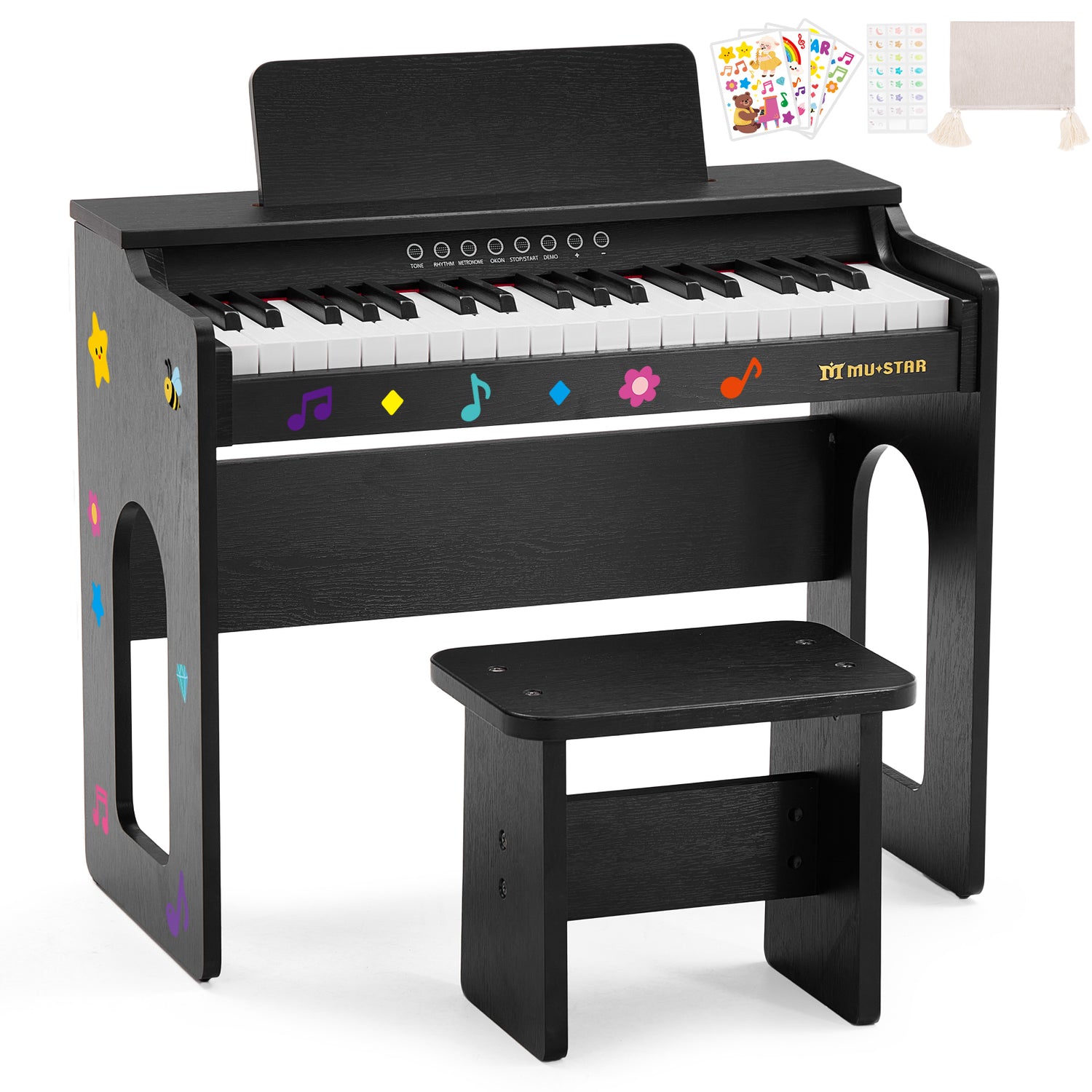 MUSTAR MT-100, Kinder Klavier, 37 Tasten Digital Piano für Kinder, mit Piano Bank