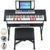 MUSTAR MEKS-200, Tragbares elektronisches Keyboard mit beleuchtetem LCD-Display und 61 Tasten für Anfänger, inklusive Ständer/Hocker/Kopfhörer 