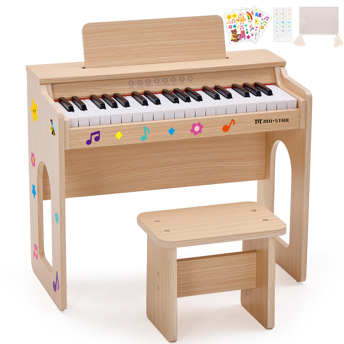 MUSTAR MT-300, Kinder Klavier, 37 Tasten Digital Piano für Kinder, mit Piano Bank